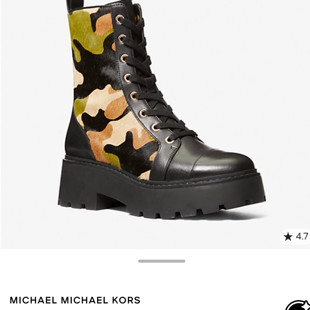 Michael Kors Black and Camouflage Combat Boots - Picture 2 of 5